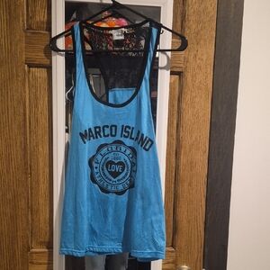 Marco Island Black and Blue Lace Tank Top
